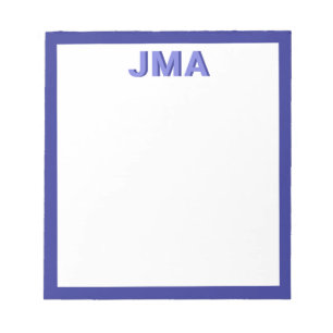 Eenvoudig modern blauw monogram notitieblok