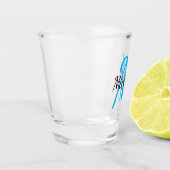 Eenvoudig Modern Blauw Monogrammed Naam + Initiaal Shot Glas (Links)