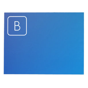 Eenvoudig Modern Blauw Ombre Gradient & Monogram Notitieblok
