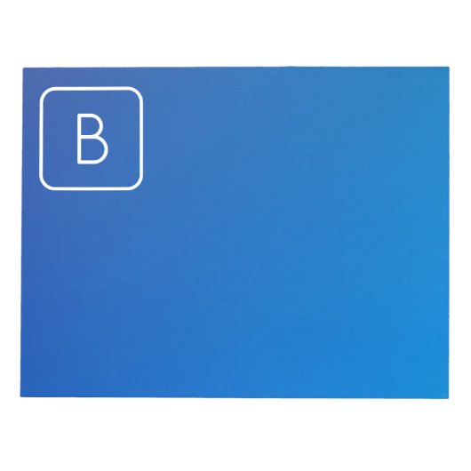 Eenvoudig Modern Blauw Ombre Gradient & Monogram Notitieblok (Voorkant)