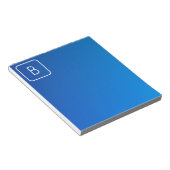Eenvoudig Modern Blauw Ombre Gradient & Monogram Notitieblok (Schuin)