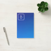 Eenvoudig Modern Blauw Ombre Gradient & Monogram Post-it® Notes (Kantoor)