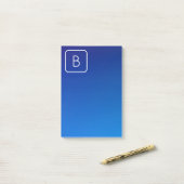 Eenvoudig Modern Blauw Ombre Gradient & Monogram Post-it® Notes (Op bureau)