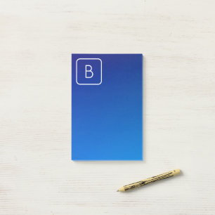 Eenvoudig Modern Blauw Ombre Gradient & Monogram Post-it® Notes