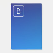 Eenvoudig Modern Blauw Ombre Gradient & Monogram Post-it® Notes (Voorkant)