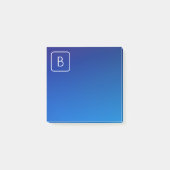 Eenvoudig Modern Blauw Ombre Gradient & Monogram Post-it® Notes (Voorkant)