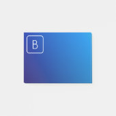 Eenvoudig Modern Blauw Ombre Gradient & Monogram Post-it® Notes (Voorkant)
