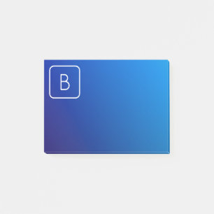 Eenvoudig Modern Blauw Ombre Gradient & Monogram Post-it® Notes