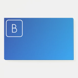 Eenvoudig Modern Blauw Ombre Gradient & Monogram Post-it® Notes