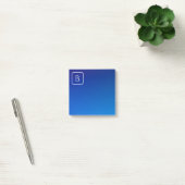 Eenvoudig modern blauw ombre-verloop & monogram post-it® notes (Kantoor)
