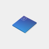 Eenvoudig modern blauw ombre-verloop & monogram post-it® notes (Schuin)