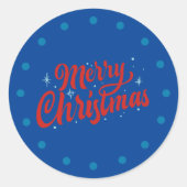 Eenvoudig Modern Blauw Prettig Kerstfeest Ronde Sticker (Voorkant)