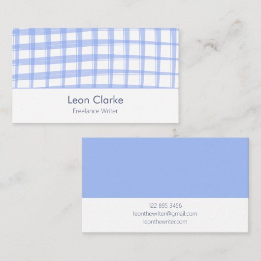 Eenvoudig modern blauw rasterontwerp visitekaartje (Voorkant / Achterkant)