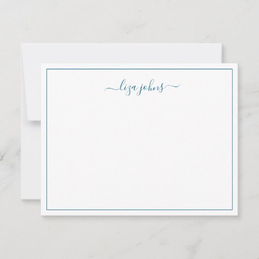 Eenvoudig Modern Blauw Schrift Professioneel Notitiekaartje (Voorkant)