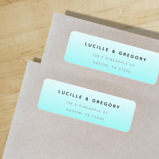 Eenvoudig modern blauw verloop retouradres etiket