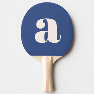 Eenvoudig Modern Blauw Vet Retro Monogram Initiaal Tafeltennisbatje