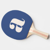 Eenvoudig Modern Blauw Vet Retro Monogram Initiaal Tafeltennisbatje (Zijkant)