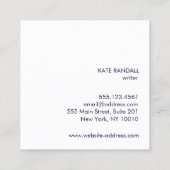 Eenvoudig modern blauw vierkant vierkante visitekaartje (Achterkant)