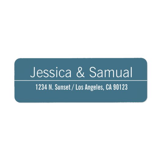 Eenvoudig Modern Blauw & Wit Bruiloft Retouradres Etiket (Voorkant)