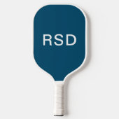Eenvoudig Modern Blauw Wit Monogram Initialen Pickleball Paddle (Achterkant)