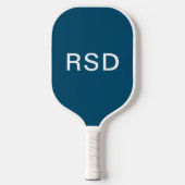 Eenvoudig Modern Blauw Wit Monogram Initialen Pickleball Paddle (Voorkant)