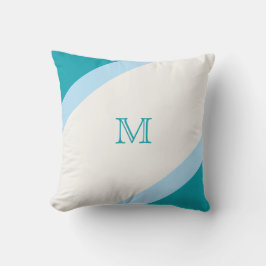 Eenvoudig modern Blauwgroen blauw Striped Monogram Kussen