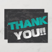 Eenvoudig modern Blauwgroen grijs en zwart bedankt Briefkaart (Voorkant / Achterkant)