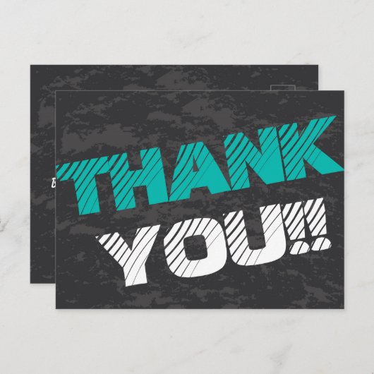 Eenvoudig modern Blauwgroen grijs en zwart bedankt Briefkaart (Voorkant / Achterkant)