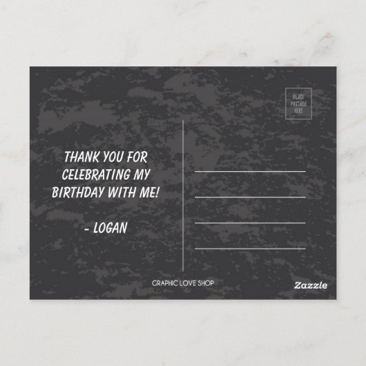 Eenvoudig modern Blauwgroen grijs en zwart bedankt Briefkaart