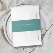 Eenvoudig modern Blauwgroen groen huwelijk Uitnodigingen Wikkel