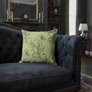 Eenvoudig Modern Bloemen Boho Patroon Licht Geel Kussen