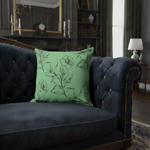 Eenvoudig Modern Bloemen Boho Patroon Licht Groen Kussen
