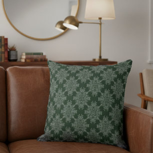 Eenvoudig Modern Bloemen Damast Patroon Donkergroe Kussen