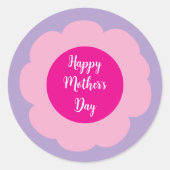 Eenvoudig Modern Bloemen Roze Daisy Happy Moederda Ronde Sticker (Voorkant)