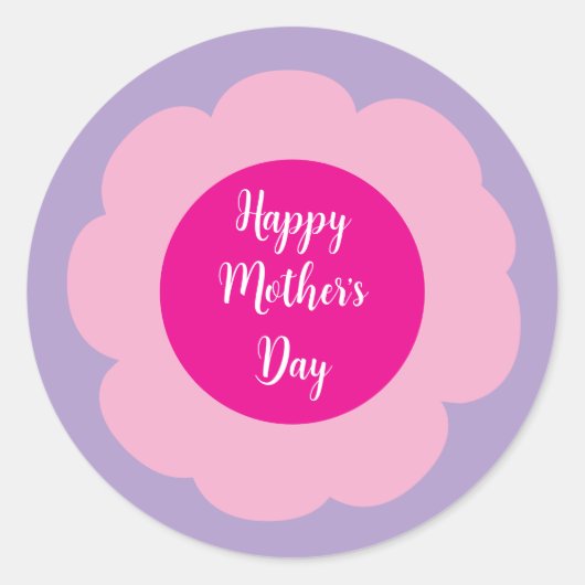 Eenvoudig Modern Bloemen Roze Daisy Happy Moederda Ronde Sticker (Voorkant)