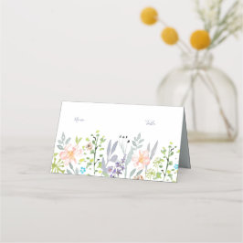 Eenvoudig modern bloemengroen Bruiloft Receptie Plaatskaartje