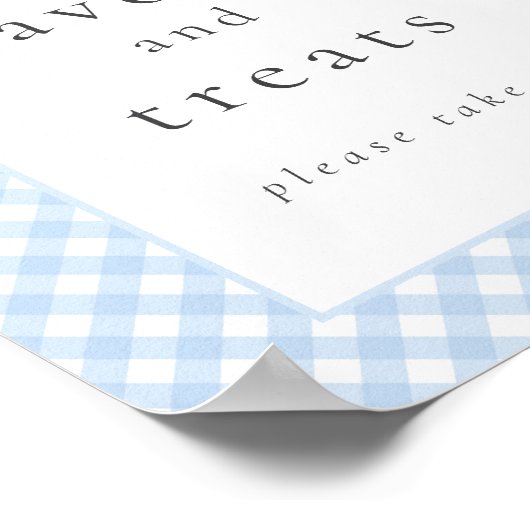 Eenvoudig Modern Blue Plaid Bow Baby shower Teken Poster (Hoek)