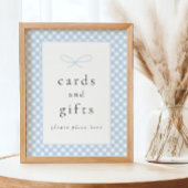 Eenvoudig Modern Blue Plaid Bow Baby shower Teken Poster