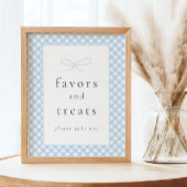 Eenvoudig Modern Blue Plaid Bow Baby shower Teken Poster