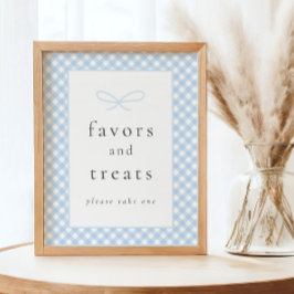 Eenvoudig Modern Blue Plaid Bow Baby shower Teken Poster