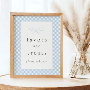 Eenvoudig Modern Blue Plaid Bow Baby shower Teken Poster