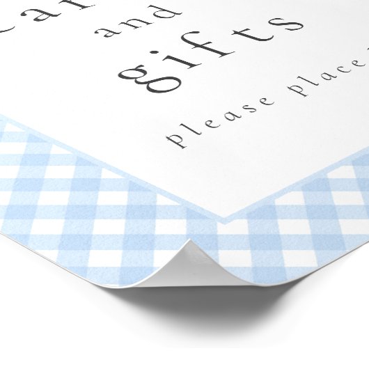 Eenvoudig Modern Blue Plaid Bow Baby shower Teken Poster (Hoek)