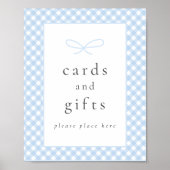 Eenvoudig Modern Blue Plaid Bow Baby shower Teken Poster (Voorkant)