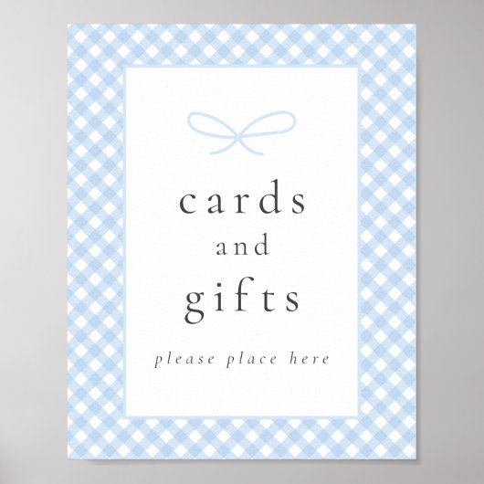 Eenvoudig Modern Blue Plaid Bow Baby shower Teken Poster (Voorkant)