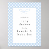 Eenvoudig Modern Blue Plaid Bow Baby shower Welkom Poster (Voorkant)