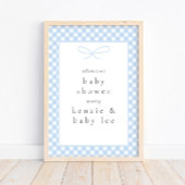 Eenvoudig Modern Blue Plaid Bow Baby shower Welkom Poster