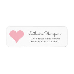 Eenvoudig modern Blush Pink Heart Girly Script Nam Etiket