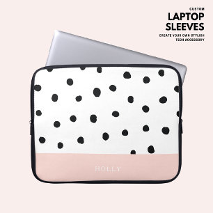 Eenvoudig Modern Blush Pink Polka Dot gepersonalis Laptop Sleeve