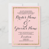 Eenvoudig Modern Blush Roze Gouden Rand Bruiloft Kaart (Voorkant)