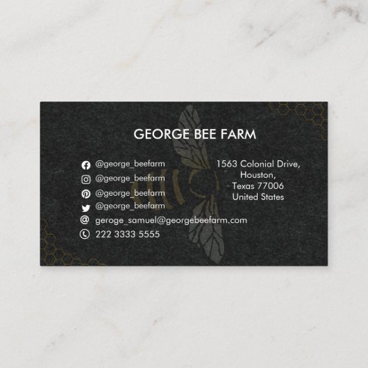 Eenvoudig Modern Boerderij Naam | QR-code | bijenh Visitekaartje (Achterkant)